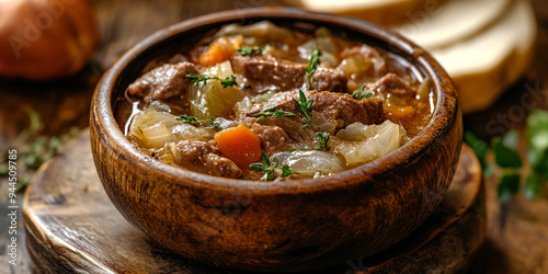 Lamb and Cabbage Stew on the table