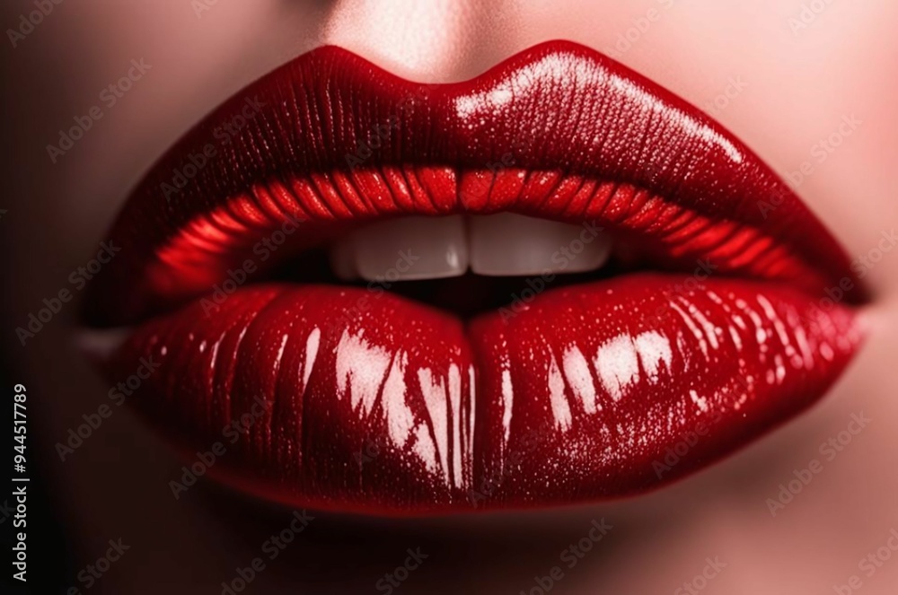 Red lips isolated on a plain background, luxury glamor art, mouth cut, red lips. Red makeup. Colorful sexy lips, red art. High fashion glamor and beauty trend Red lips isolated on a plain background, luxury glamor art, mouth cut, red lips. Red makeup. Colorful sexy lips, red art. High fashion glamor and beauty trend
