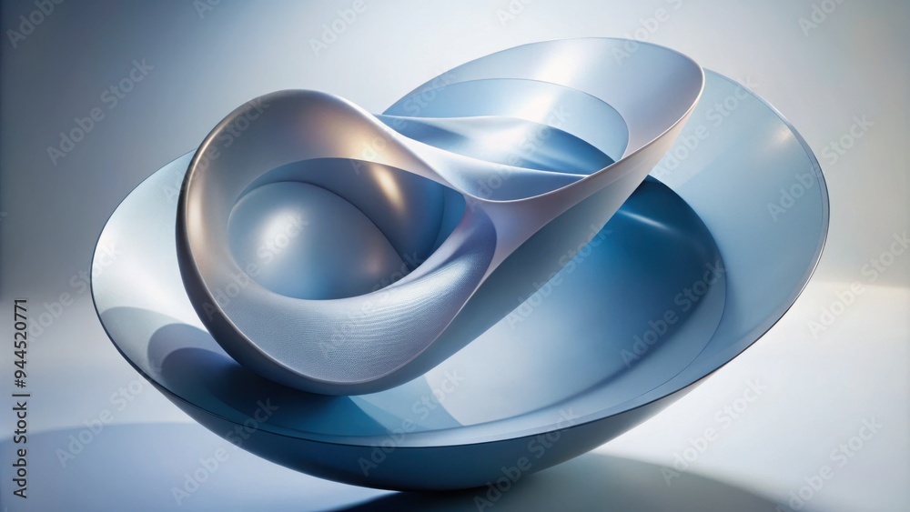 Fototapeta premium Elegant swirling blue sculpture reflecting light, showcasing modern artistry and fluid shapes in an artistic display, capturing the essence of contemporary design. Generative AI