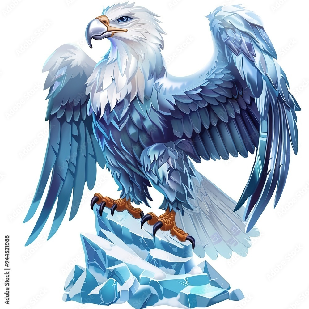 Obraz premium Eagle Ice element animal cartoon isolated whitebackground 16:9