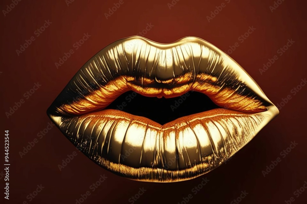 Golden lips isolated on black background luxury glamour art mouth clipping path gild lips. Golden make up. Colorful sexy lips, golden art. High fashion glamour and beauty trend Golden lips isolated on black background luxury glamour art mouth clipping path gild lips. Golden make up. Colorful sexy lips, golden art. High fashion glamour and beauty trend