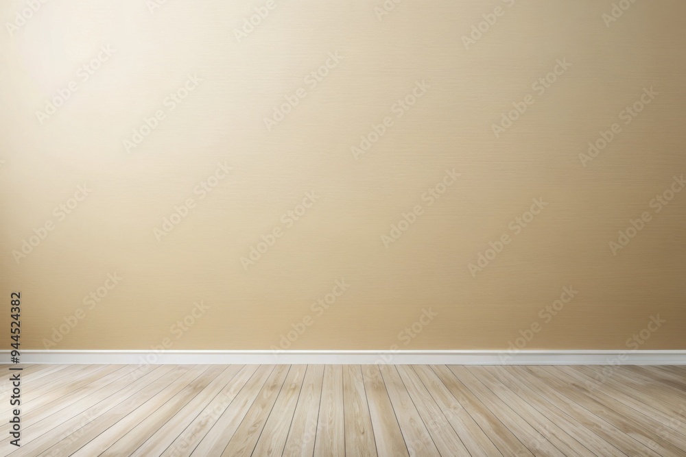Warm beige wall and light wooden floor create a serene and inviting atmosphere perfect for showcasing art or modern decor in a cozy living space. Generative AI Warm beige wall and light wooden floor create a serene and inviting atmosphere perfect for showcasing art or modern decor in a cozy living space. Generative AI