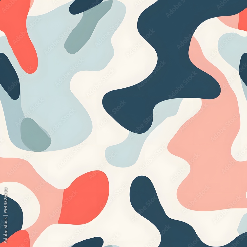 72. **Generate a seamless pattern of modern, abstract shapes in a cool, soothing color palette.**