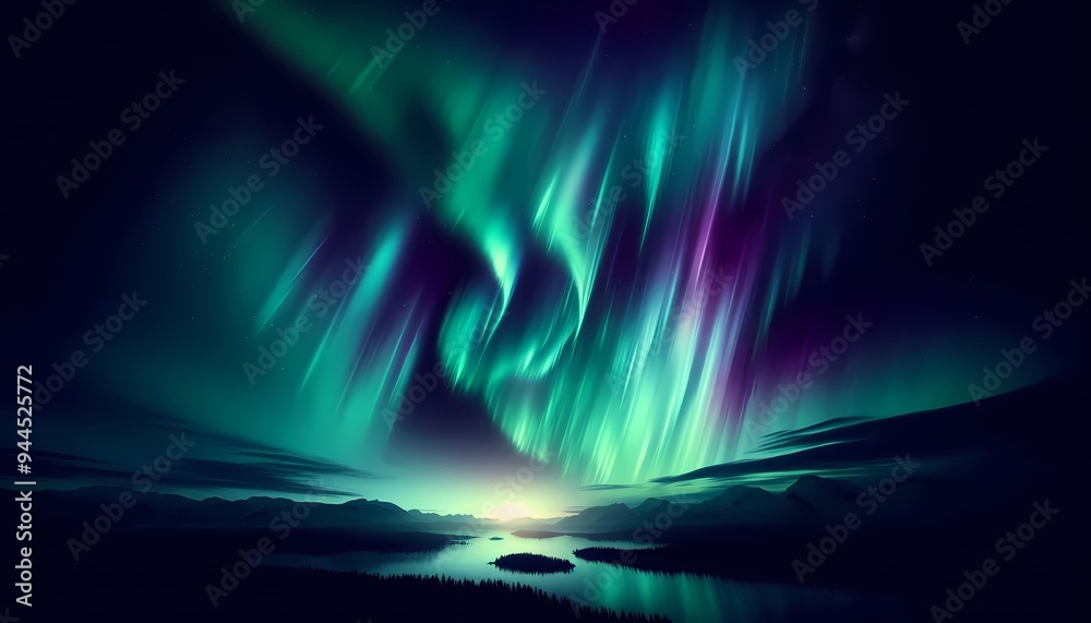 Fototapeta premium aurora borealis northern lights in a dark night