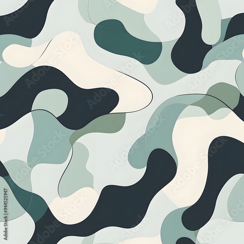 72. **Generate a seamless pattern of modern, abstract shapes in a cool, soothing color palette.**