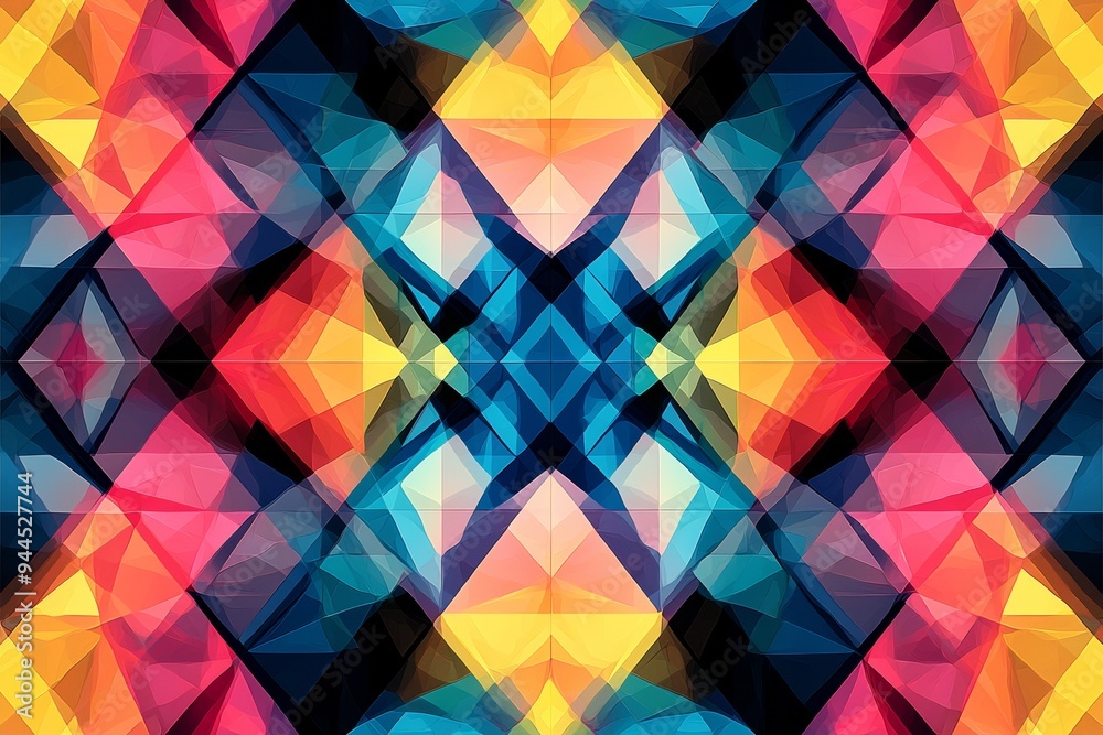 Abstract Geometric Pattern with Vibrant Colors created with Generative AI Abstract Geometric Pattern with Vibrant Colors created with Generative AI