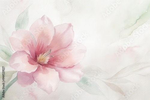 A delicate pink magnolia bloom graces a soft pastel background, capturing the tranquil beauty of nature in a serene artistic expression at dawn. Generative AI