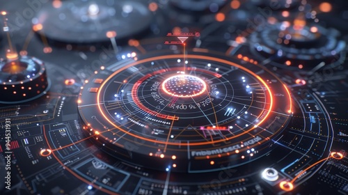 Wallpaper Mural Futuristic Technology Interface with Glowing Lights. Torontodigital.ca