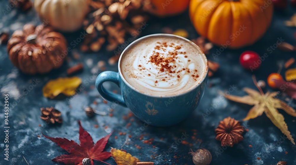 Cozy Autumn Pumpkin Spice Latte with Festive Cozy Autumn Pumpkin Spice Latte with Festive