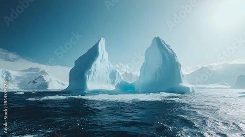 Dynamic Arctic Icebergs Drifting Gracefully in the Tranquil Ocean