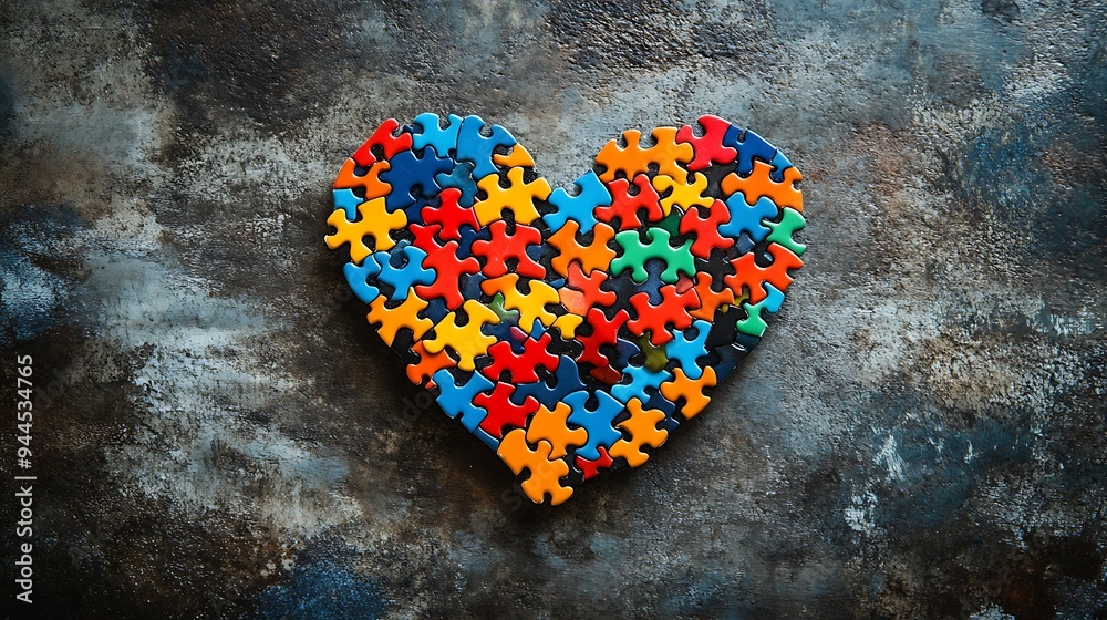 A colorful jigsaw puzzle arranged in a heart shape on a rustic background, symbolizing love, unity, and connection. A colorful jigsaw puzzle arranged in a heart shape on a rustic background, symbolizing love, unity, and connection.