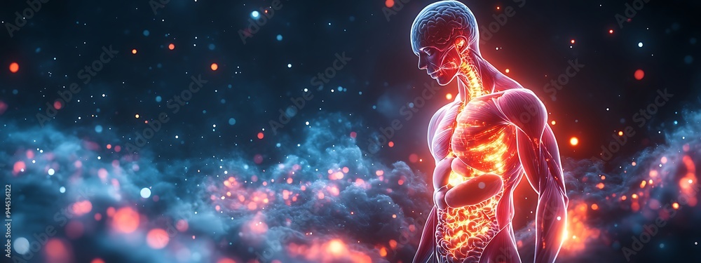 Anatomy of the human body with digestive system. 3d illustration design Anatomy of the human body with digestive system. 3d illustration design
