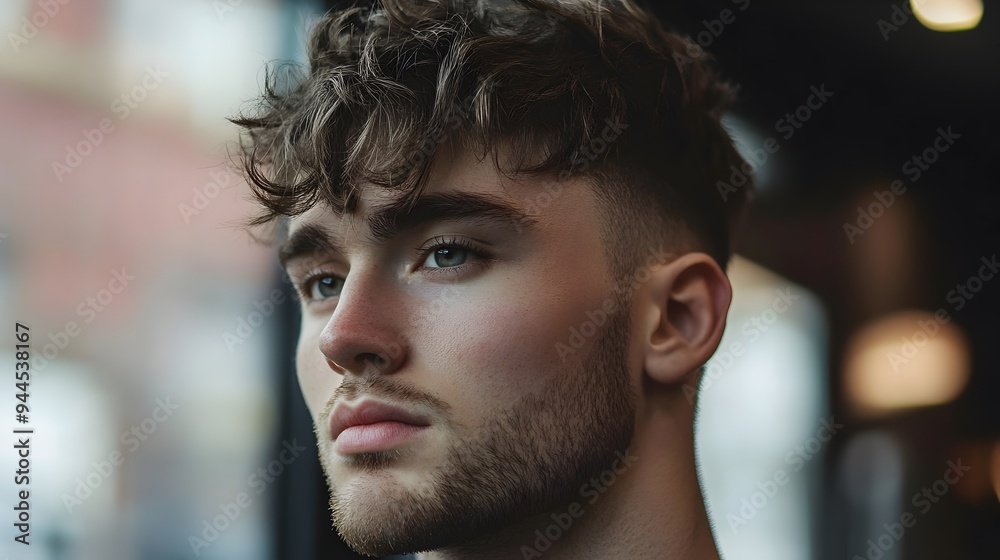 Mesmerizing Textured Crop Cut with Sharp Fade Handsome Young Man s Captivating Urban Portrait Mesmerizing Textured Crop Cut with Sharp Fade Handsome Young Man s Captivating Urban Portrait