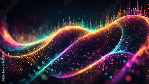 A colorful wave of light with a rainbow of colors