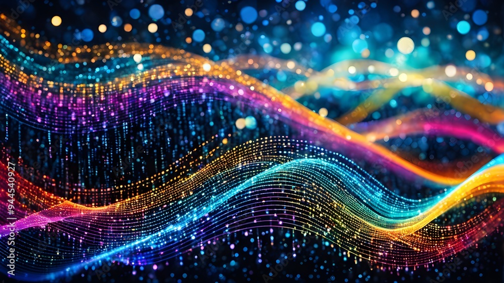 A colorful wave of light with a blue and purple section
