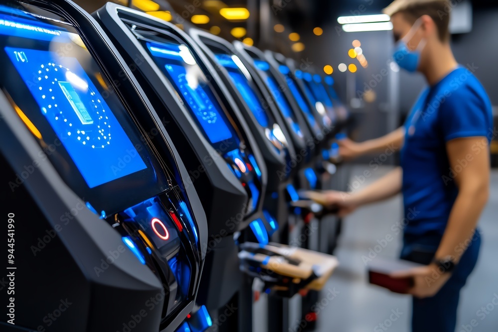 Fototapeta premium Election Day with a focus on secure voting, illustrated with imagery of secure, tamper-proof voting machines and protocols