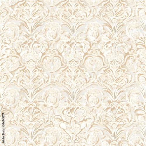 35. **Design a seamless pattern featuring delicate, intricate lacework in a soft, ivory shade.** photo