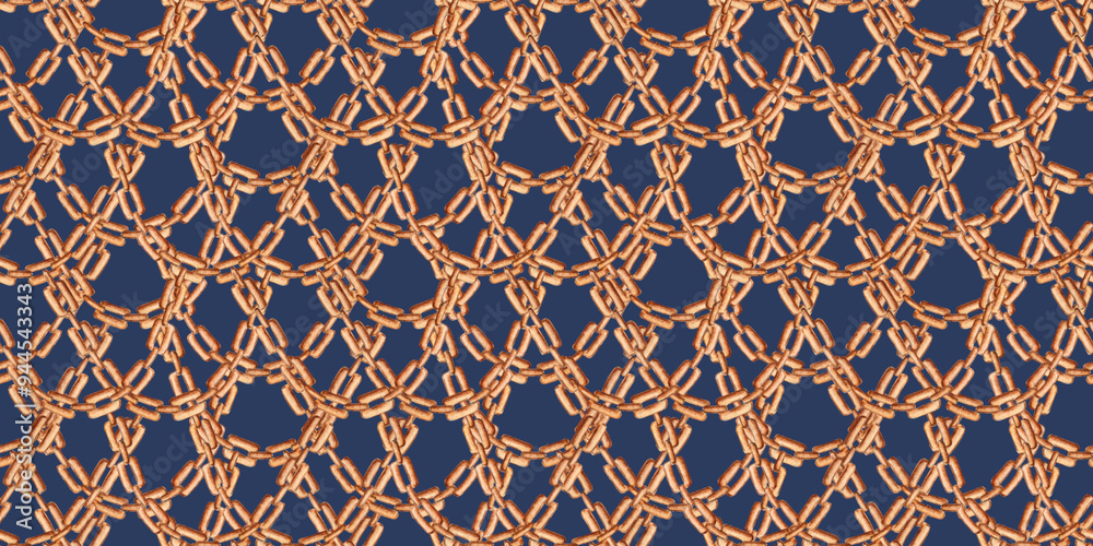 Gold chain with a watercolor image of a dense weave pattern on a blue background. Jewelry, accessories or anchor chain. Vintage links isolated from background. Can be used in cards, posters, wrapping Gold chain with a watercolor image of a dense weave pattern on a blue background. Jewelry, accessories or anchor chain. Vintage links isolated from background. Can be used in cards, posters, wrapping