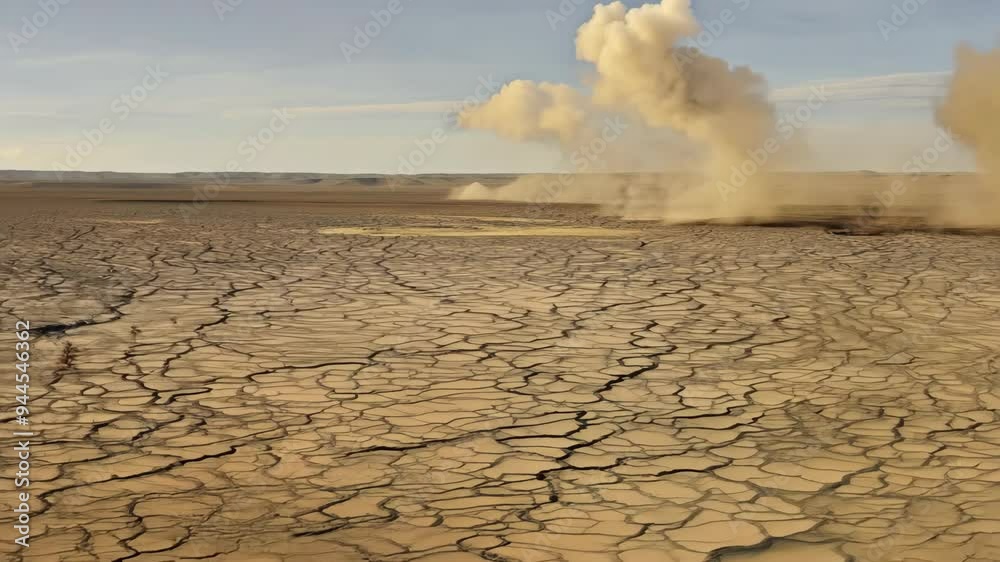 Heat-Worn Desert: Lifeless Soil and Cracked Ground from Extreme Drought