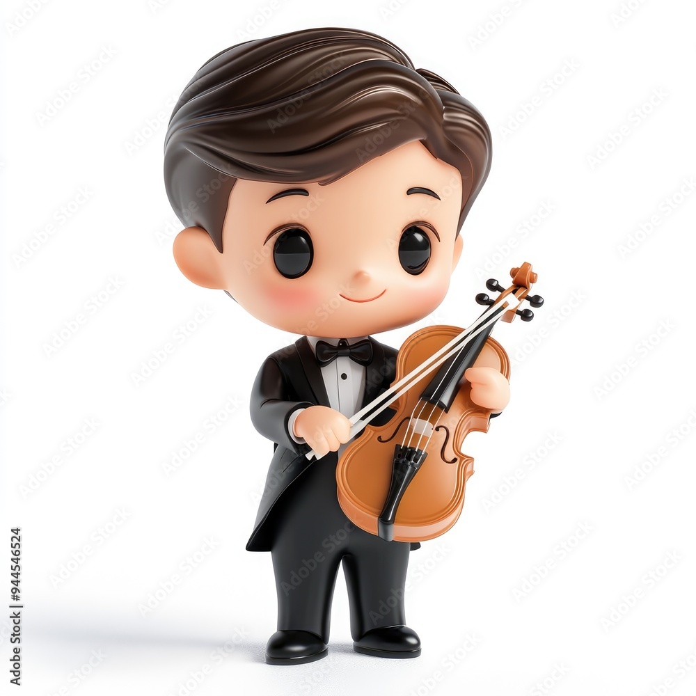 Young Violinist in a Tuxedo Holding His Instrument Young Violinist in a Tuxedo Holding His Instrument