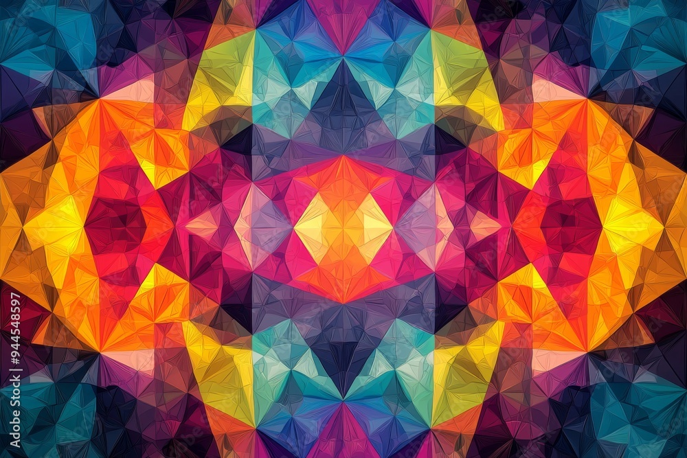 Abstract Geometric Pattern with Vibrant Colors created with Generative AI Abstract Geometric Pattern with Vibrant Colors created with Generative AI