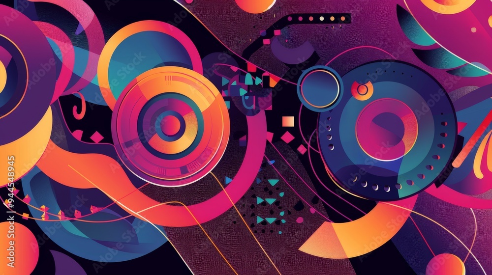 Fototapeta premium Abstract geometric shapes in vibrant colors.