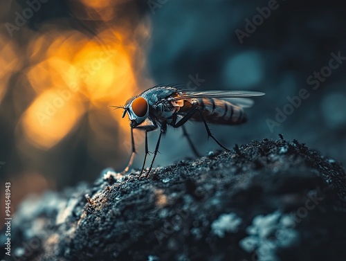 Fly isolated on abstract background photo