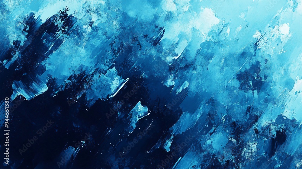 Obraz premium Abstract Blue Watercolor Brushstrokes: A mesmerizing, textured backdrop of vibrant blue hues, resembling an abstract watercolor painting with brushstrokes. Ideal for design projects and backgrounds, e