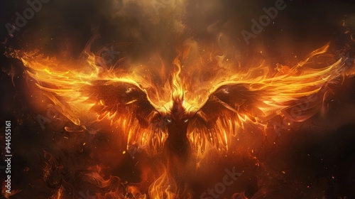 Flaming winged warriors. AI generated images