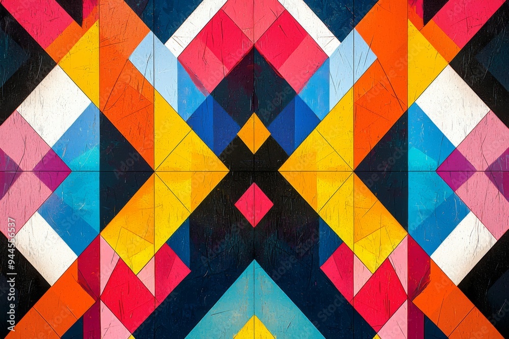 Abstract Geometric Pattern with Vibrant Colors created with Generative AI Abstract Geometric Pattern with Vibrant Colors created with Generative AI