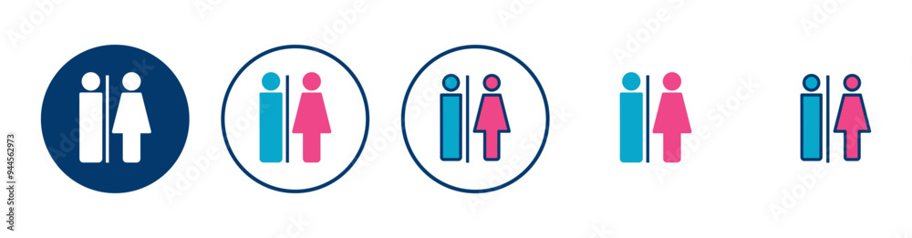 Toilet icon vector isolated on white background. Toilet sign. Man and woman restroom sign vector. Male and female icon Toilet icon vector isolated on white background. Toilet sign. Man and woman restroom sign vector. Male and female icon