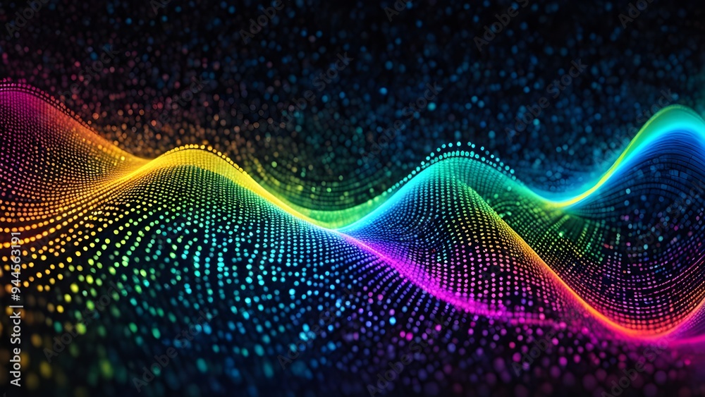 A colorful wave of dots that is very abstract A colorful wave of dots that is very abstract