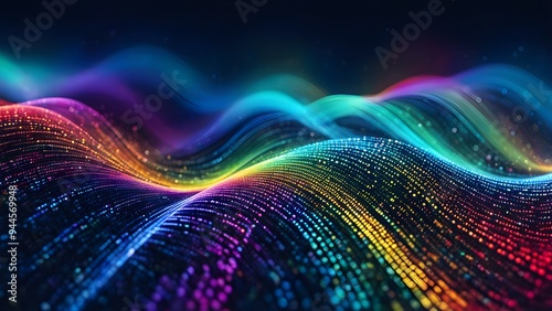 A colorful wave of light with a rainbow of colors