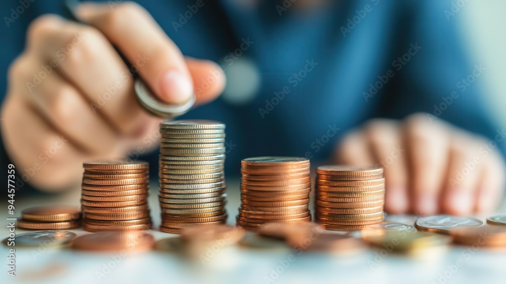 Bank teller explaining financial data on customer account activity using coins as reference. Bank teller explaining financial data on customer account activity using coins as reference.