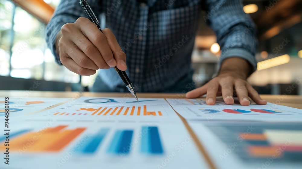 Marketing Director with Charts: A marketing director reviewing charts and data, showcasing analytical and strategic marketing skills. Marketing Director with Charts: A marketing director reviewing charts and data, showcasing analytical and strategic marketing skills.