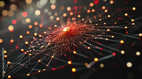 Abstract business connection of lines from nodes It is connected to endless nodes and represents the innovation of communication cyber security in the network background