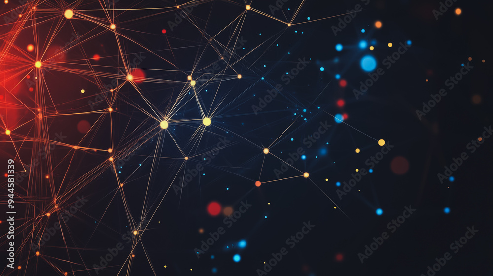 Fototapeta premium Abstract business connection of lines from nodes It is connected to endless nodes and represents the innovation of communication cyber security in the network background