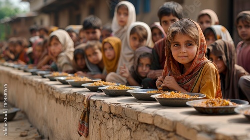 Children eagerly awaiting their meal in a community setting