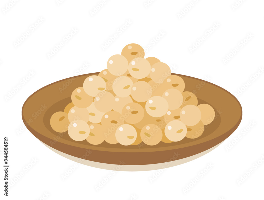 お皿にのっている乾燥大豆のイラスト お皿にのっている乾燥大豆のイラスト