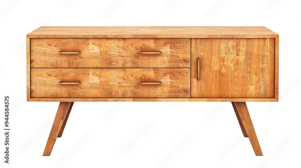 Wooden sideboard with drawers isolated on transparent white background, clipping path Wooden sideboard with drawers isolated on transparent white background, clipping path