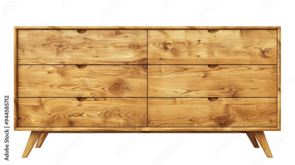 Wooden sideboard with drawers isolated on transparent white background, clipping path Wooden sideboard with drawers isolated on transparent white background, clipping path