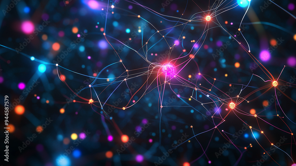 Neural network showing brain activity with synapses firing Neural network showing brain activity with synapses firing