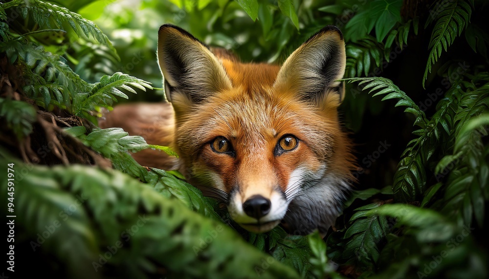 Fototapeta premium Portrait of a Fox among greenery