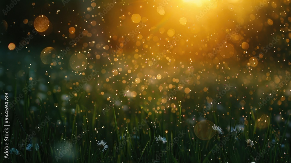 Hail on Turf Following Storm with Pea-Sized Hail Descending on Fields