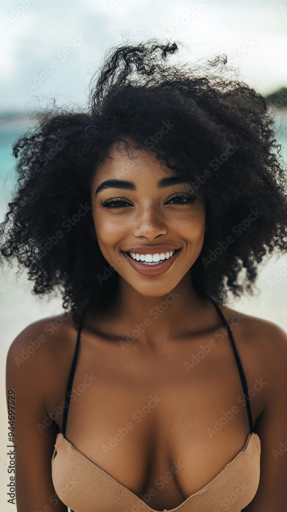 Black woman smiling outdoors
