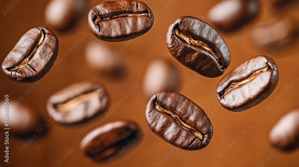 Fototapeta premium Artistic capture of floating coffee beans
