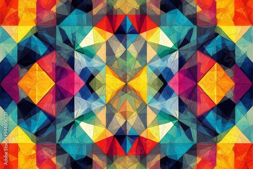 Abstract Geometric Pattern with Vibrant Colors created with Generative AI