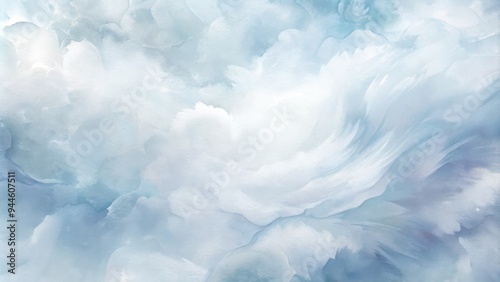 A tranquil display of soft blue and white clouds swirling gently in the sky, capturing the essence of a peaceful morning filled with serenity and promise of a new day. Generative AI