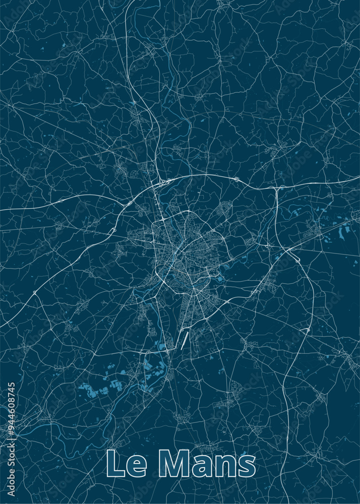 Le Mans, France artistic blueprint map poster Le Mans, France artistic blueprint map poster