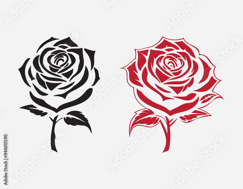 flower vector illustration. rose flower vector art. silhouette rose for work.  red rose vector 